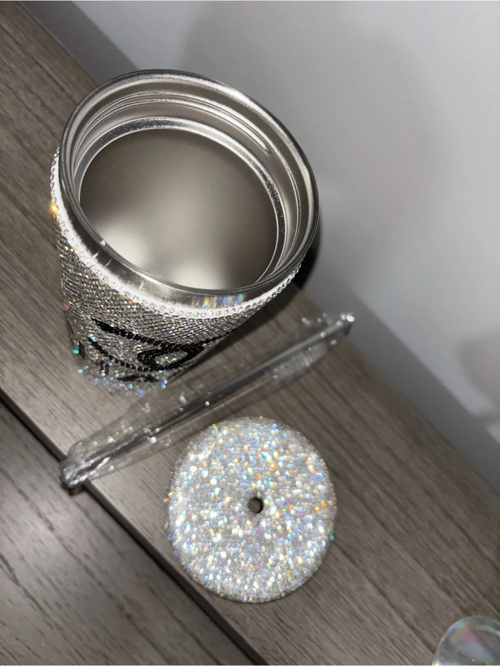 Custom Made Sparkling Crystal Tumbler - Silver Glitz